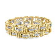 Vintage Diamond Basketweave Bracelet in Yellow and White Gold