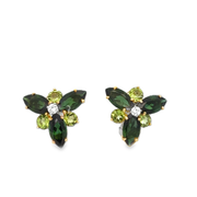 Vintage Green Tourmaline, Peridot, and Diamond Screwback Earrings in 18k Gold