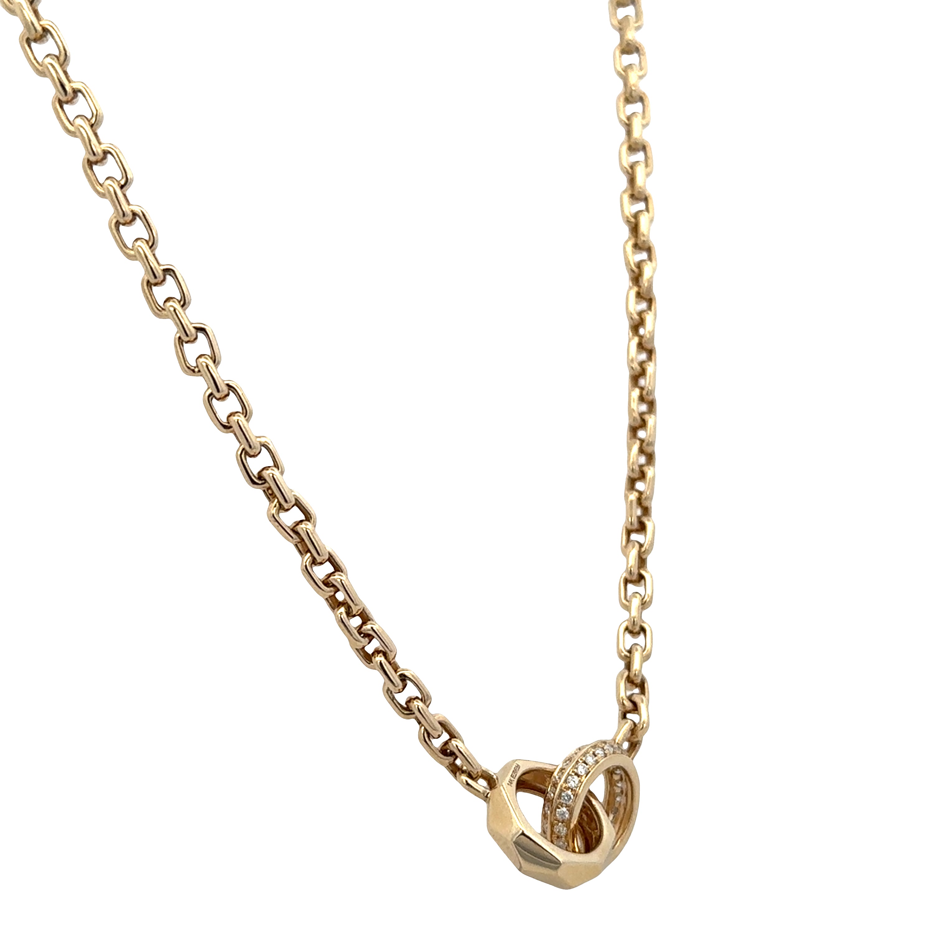 14k Yellow Gold Diamond Interlocking Circle Cable Link Necklace – 20"