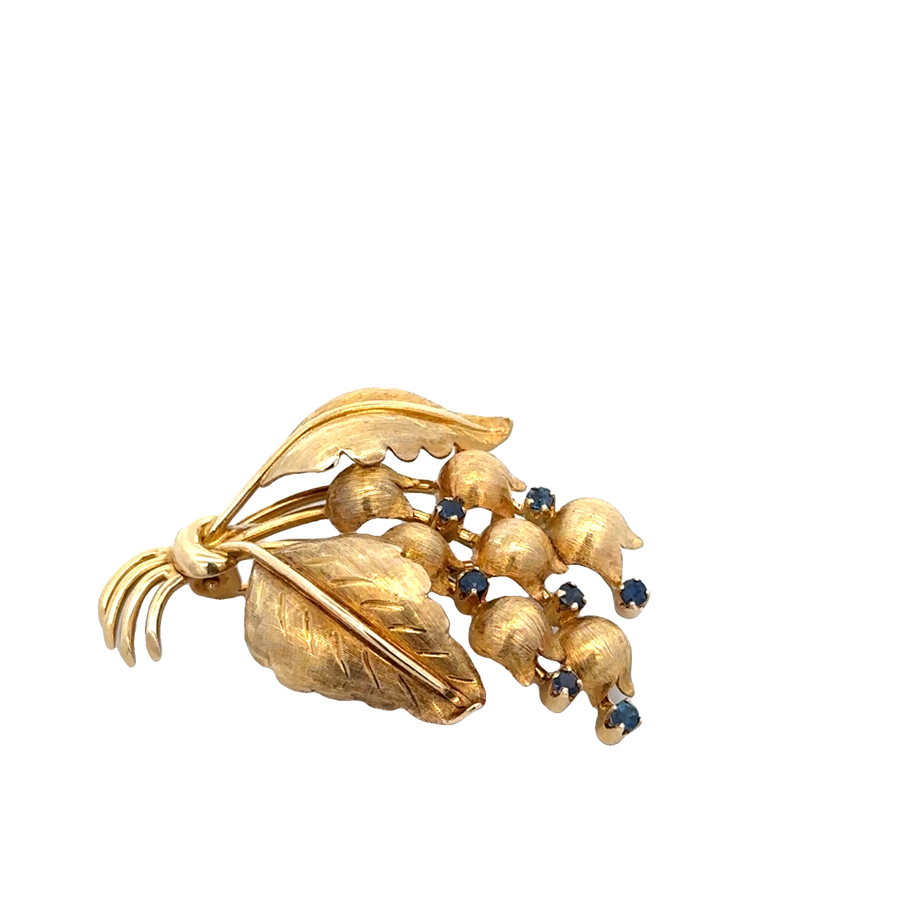 Vintage Tiffany & Co. Floral Sapphire Brooch in 18k Yellow Gold