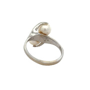 Akoya Cultured Pearl Bypass Ring in White Gold