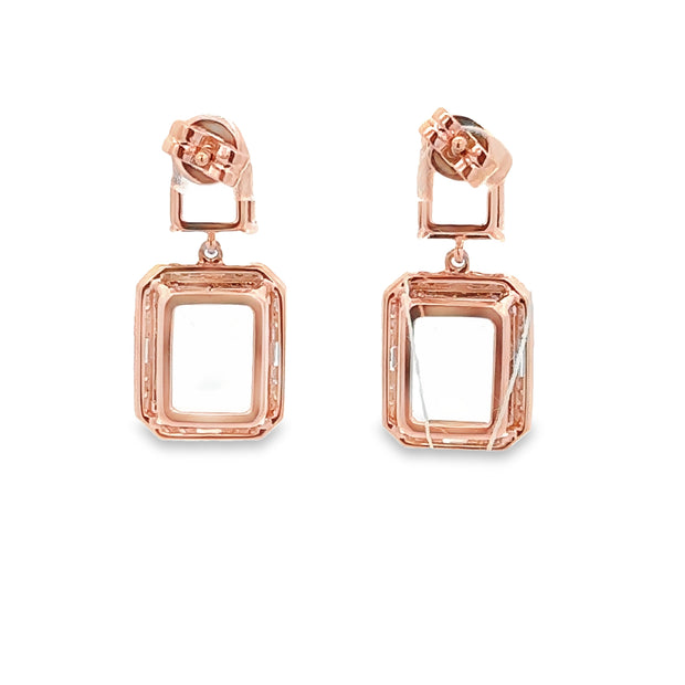 Prasiolite and Morganite Drop Earrings in Rose Gold