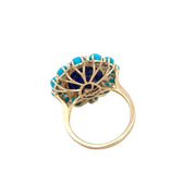 Statement Lapis and Turquoise Ring in Yellow Gold