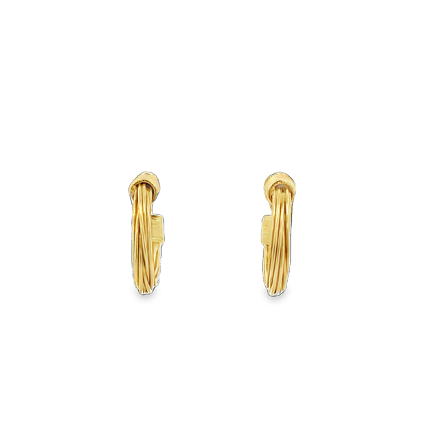 Small Modern Textured 18k Yellow Gold Hoops