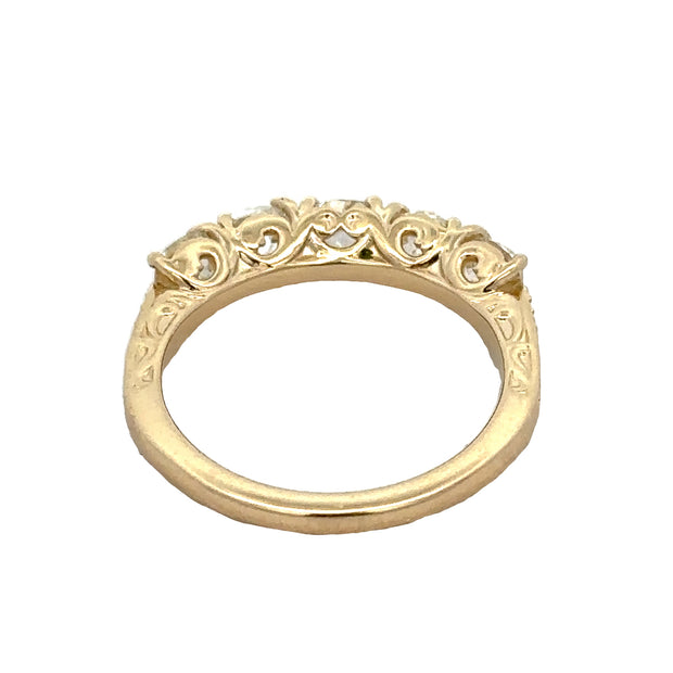 2.0 CTW Old Mine Cut Five Diamond Band in Yellow Gold