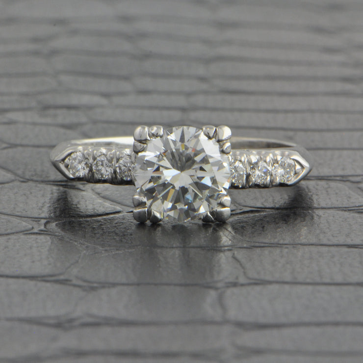 Vintage 1950s 1.43 ct. Transitional Cut Diamond Engagement Ring in Platinum