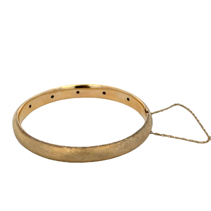 Brushed Star Set Diamond Bangle Bracelet in Yellow Gold