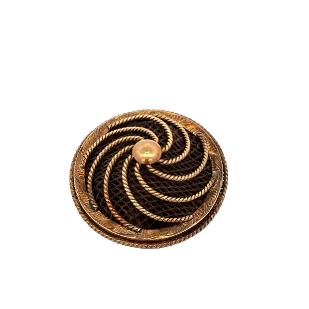 Antique Victorian Mourning Braided Hair Brooch in Rose Gold