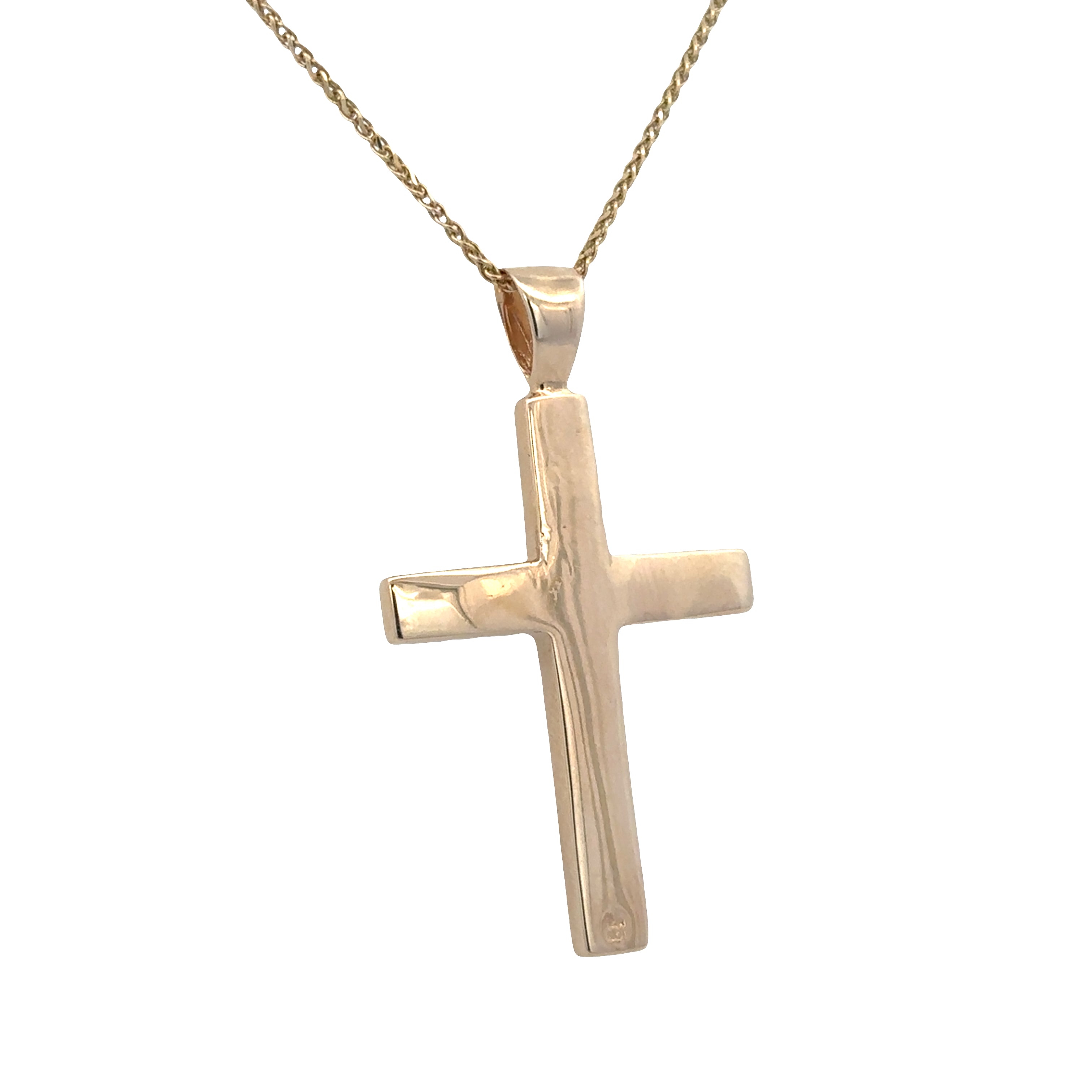 14k Yellow Gold Gold Bearing Quartz Cross Pendant Necklace – 20"