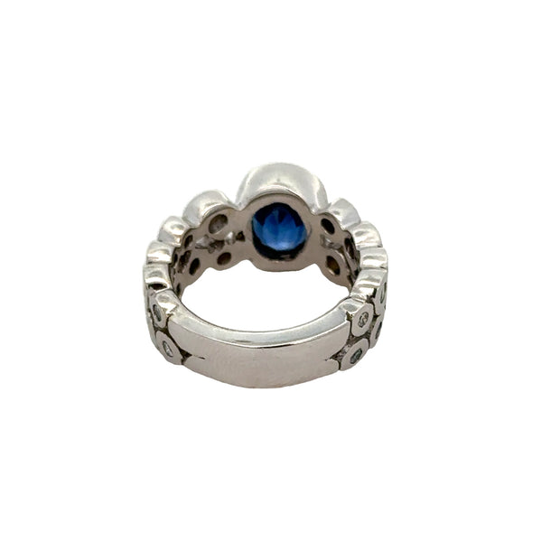 Sapphire and Diamond Ring in 18k White Gold