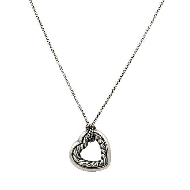 Pre-Owned David Yurman Sterling Silver Cable Heart Necklace