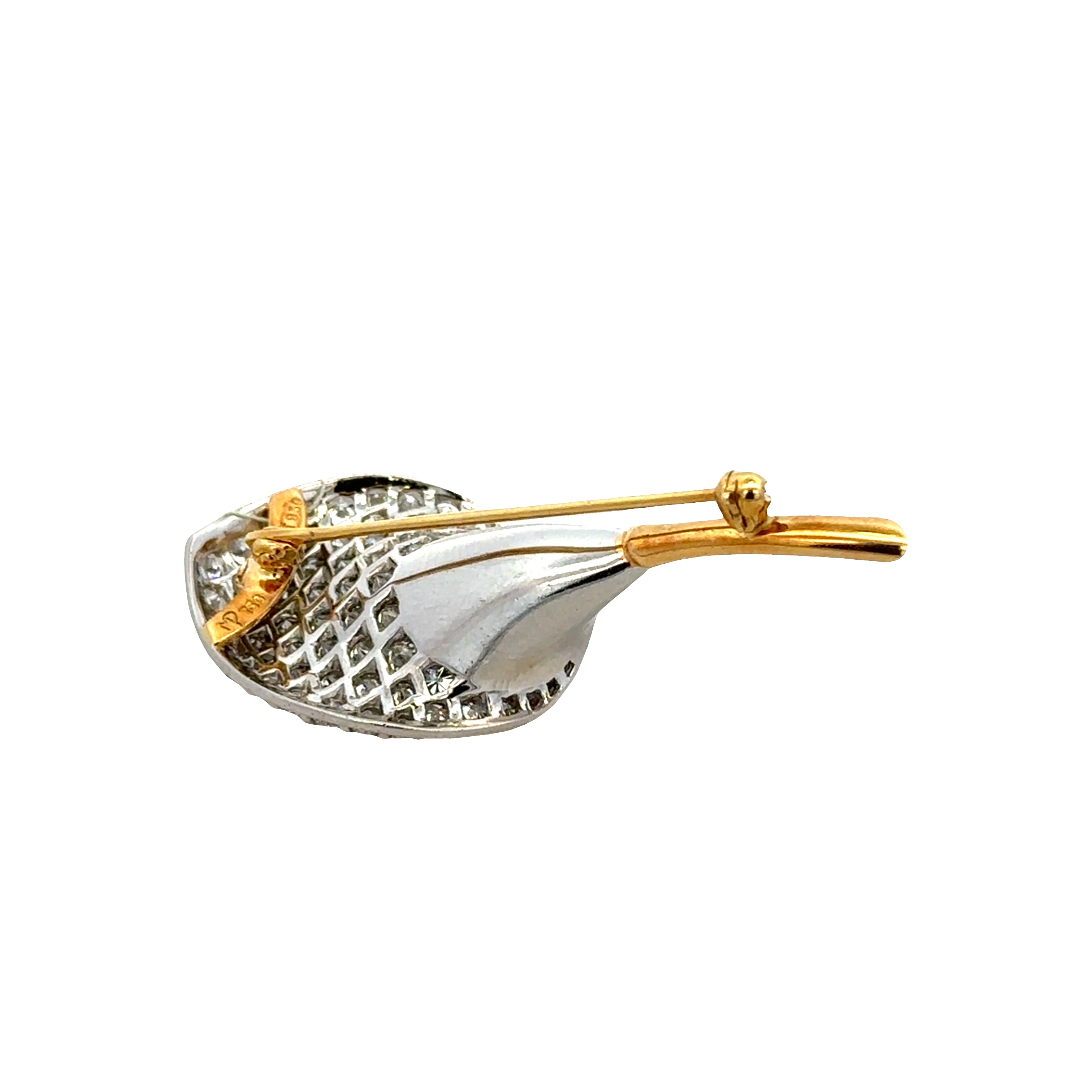 Pavé Set Diamond Lilly Brooch in Platinum and 18k Yellow Gold