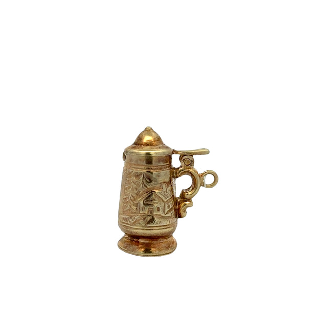 Vintage Beer Stein Charm in Yellow Gold