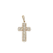 Pave Diamond Cross Pendant in 18k Yellow Gold