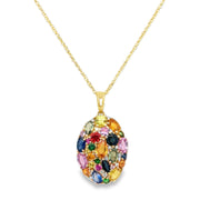 Multicolored Sapphire and Diamond Pendant in Yellow Gold