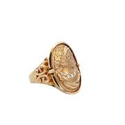 Diamond Accented Cameo Ring in Yellow Gold