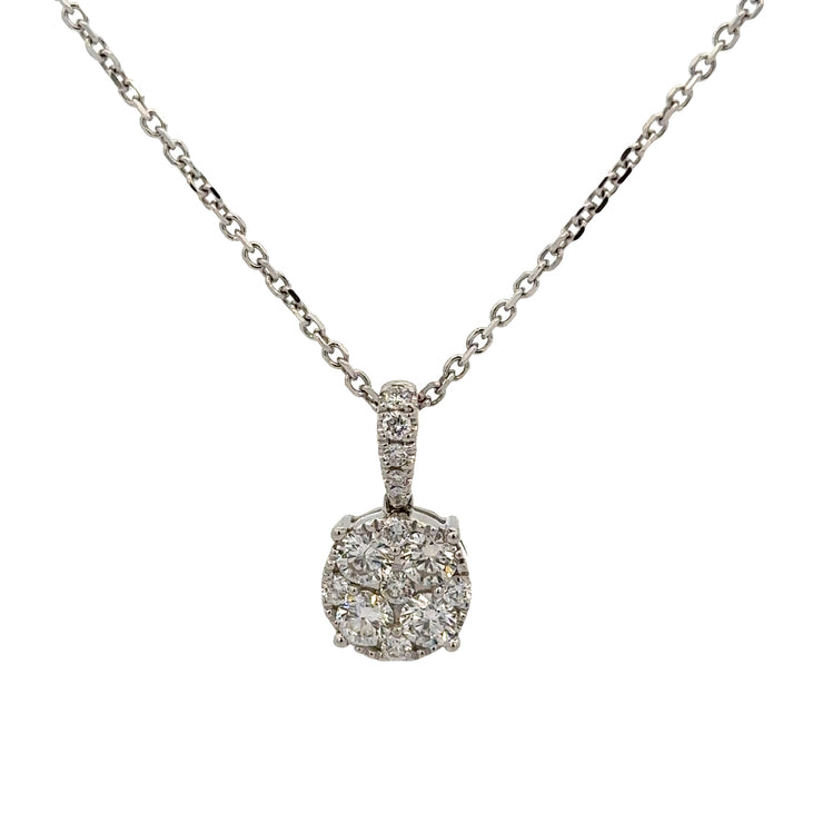 Diamond Cluster Pendant in White Gold