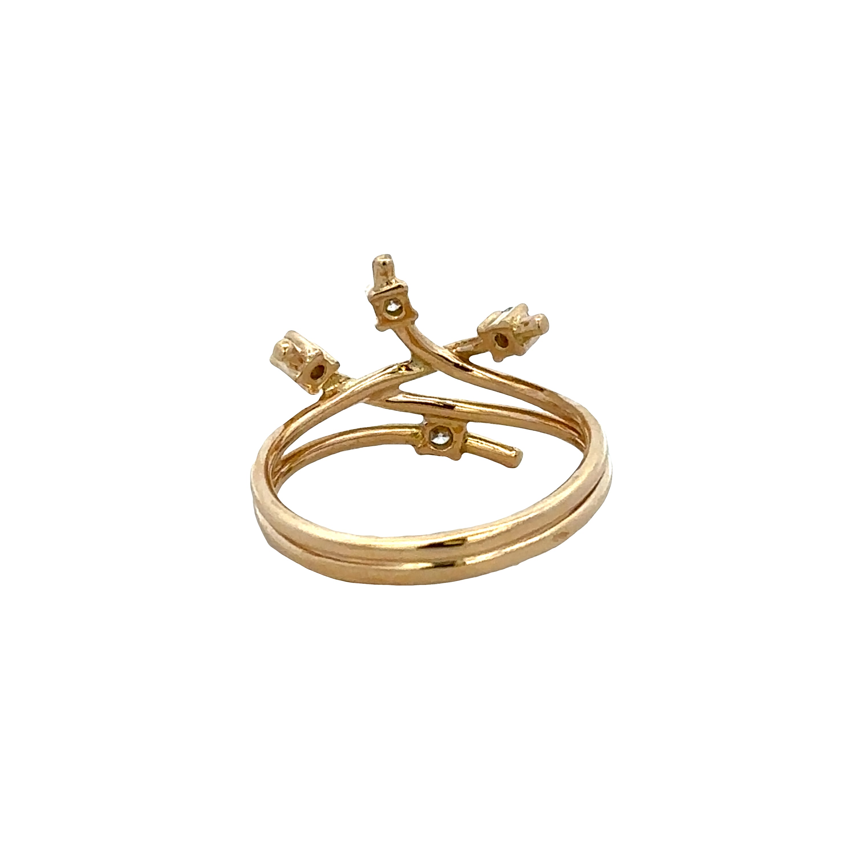 14k Yellow Gold Diamond Abstract Openwork Ring – Size 6.5