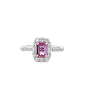 Pink Sapphire and Diamond Ring in White Gold