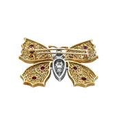 Ruby and Diamond Butterfly Brooch in 18k Yellow Gold and Platinum