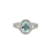 Oval Cut Aquamarine and Diamond Ring in White Gold