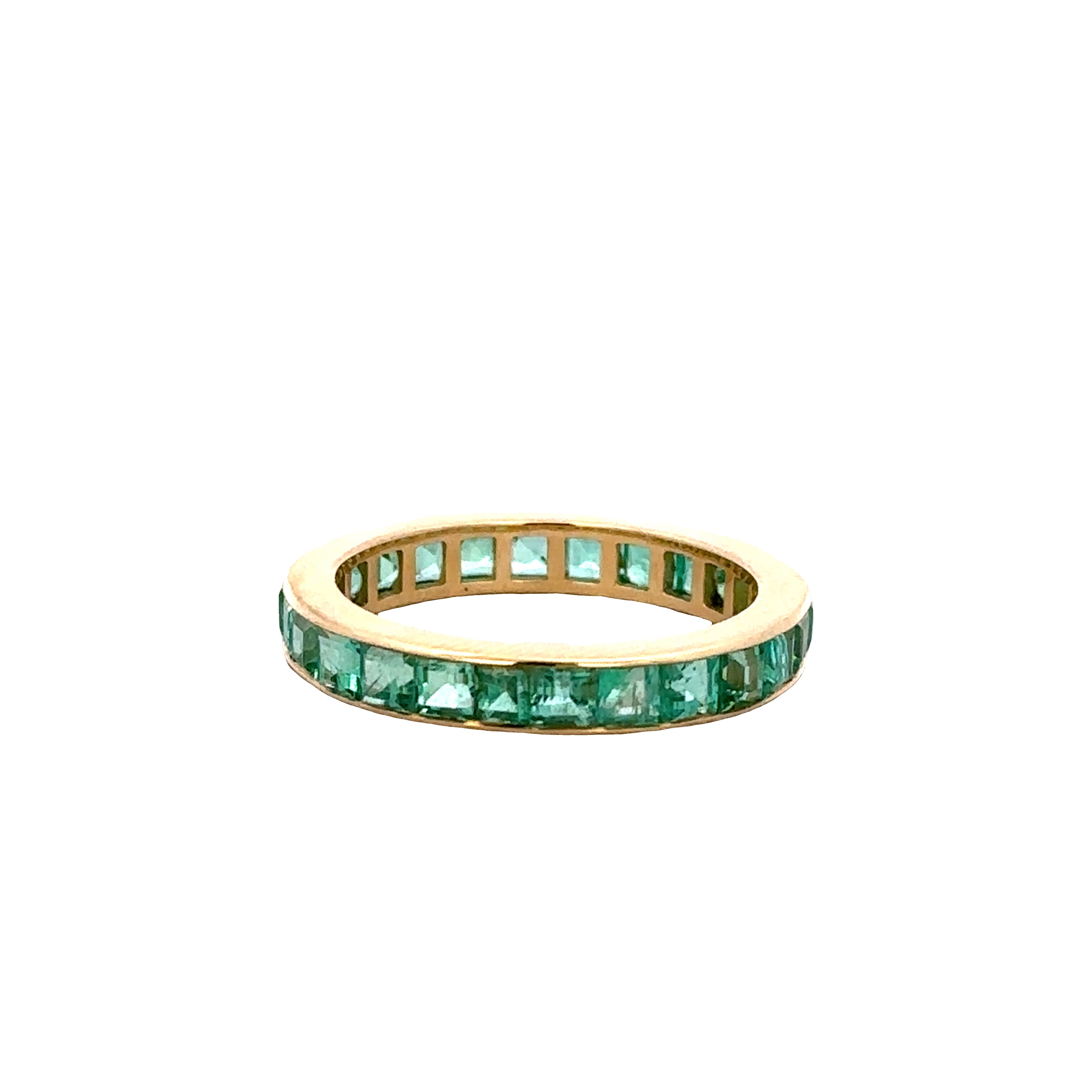 18k Yellow Gold Emerald Eternity Band – Size 6.25