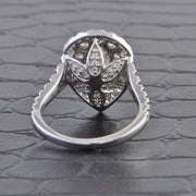 Pear Shape Diamond Halo Ring in White Gold