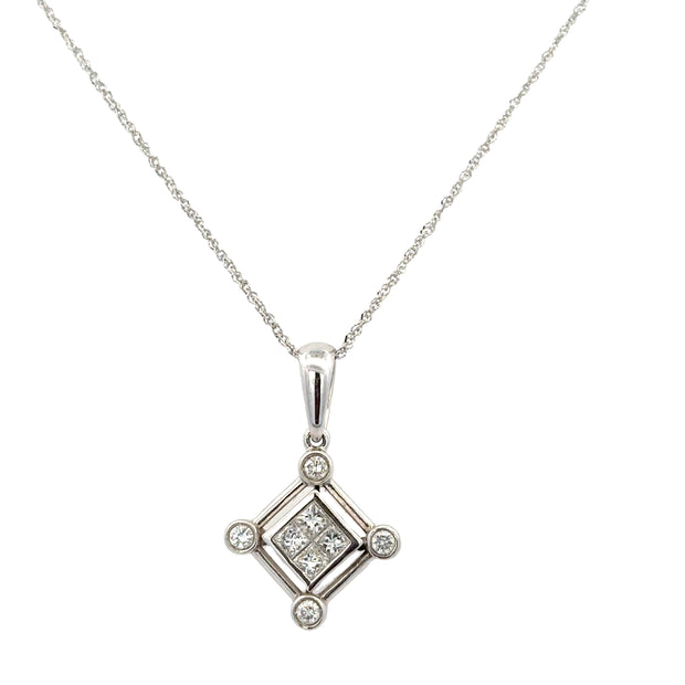 Kite Shaped Diamond Pendant in White Gold