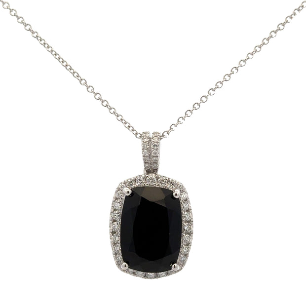 Black Onyx and Diamond pendant in White Gold