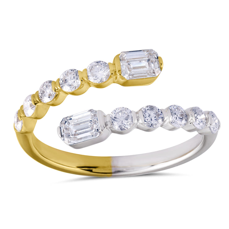 Two Tone Diamond Bypass Ring in 14k Gold