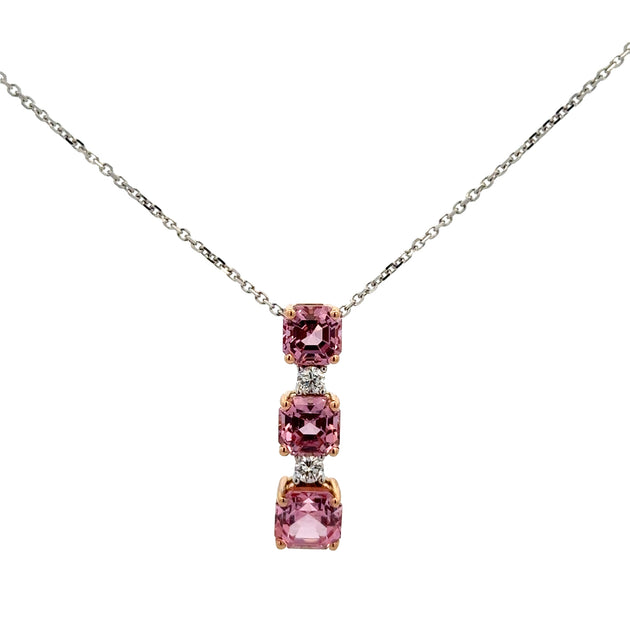 Pink Spinel and Diamond Pendant in White Gold – Perry's Jewelry