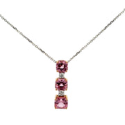 Pink Spinel and Diamond Pendant in White Gold