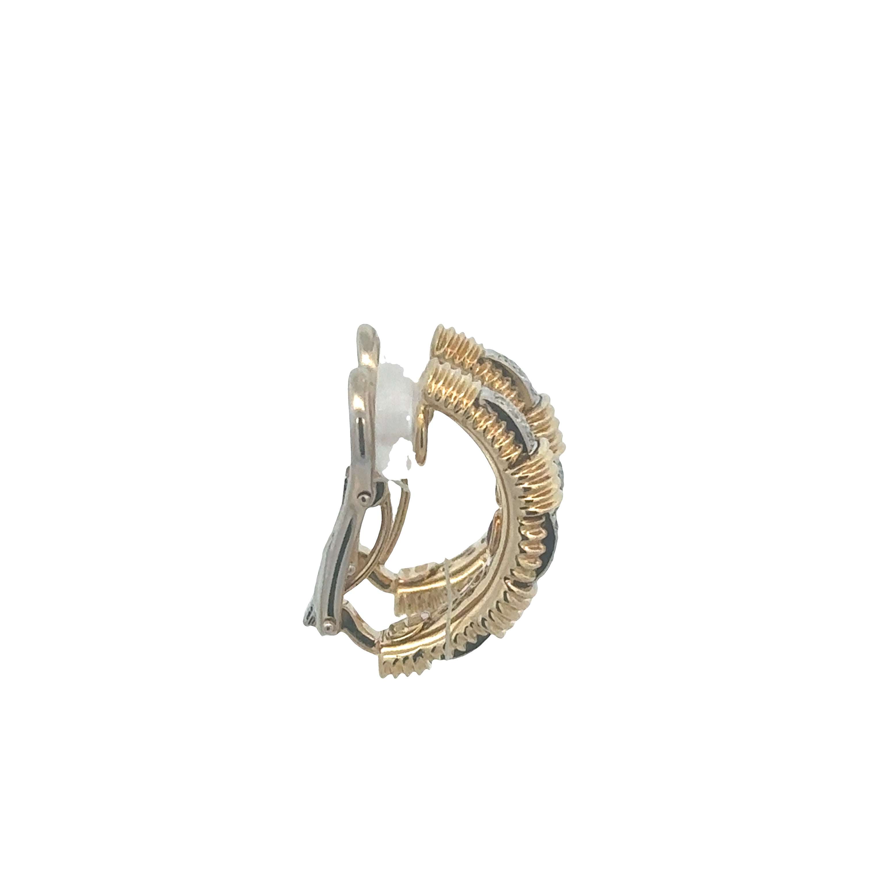 Estate Roberto Coin Textured Huggie Diamond Earrings in 18k Yellow Gold