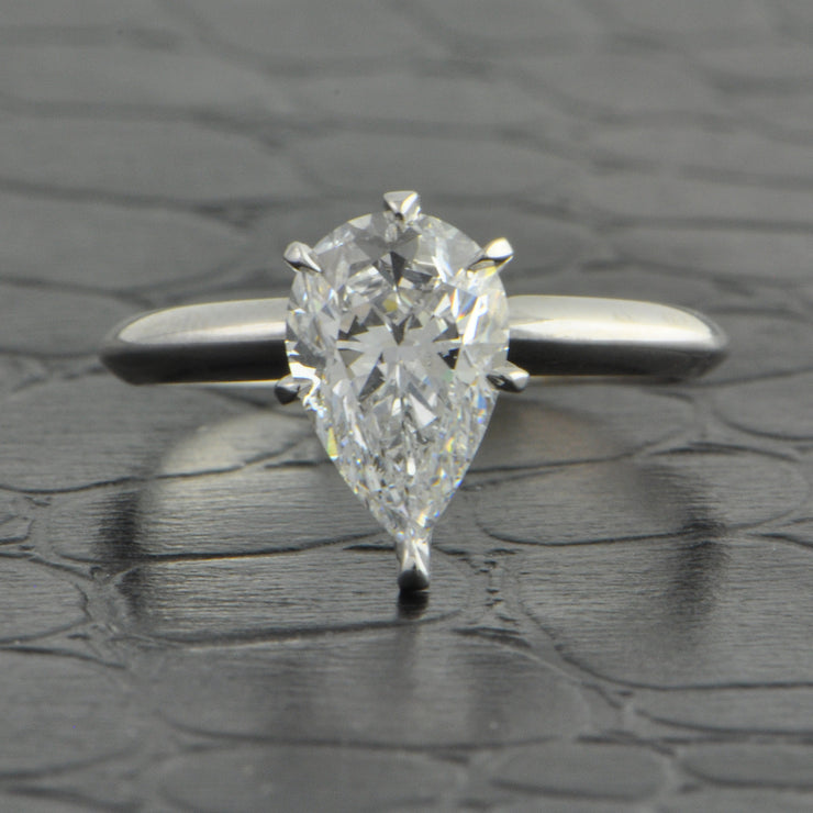 GIA 1.71 D-SI1 Pear Shape Diamond Engagement Ring in White Gold