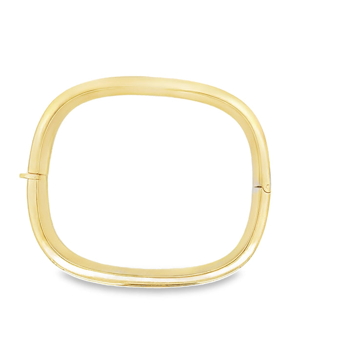 Square Shaped Hinged Bangle Bracelet in Yellow Gold