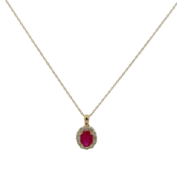 Ruby and Diamond Pendant in Yellow Gold