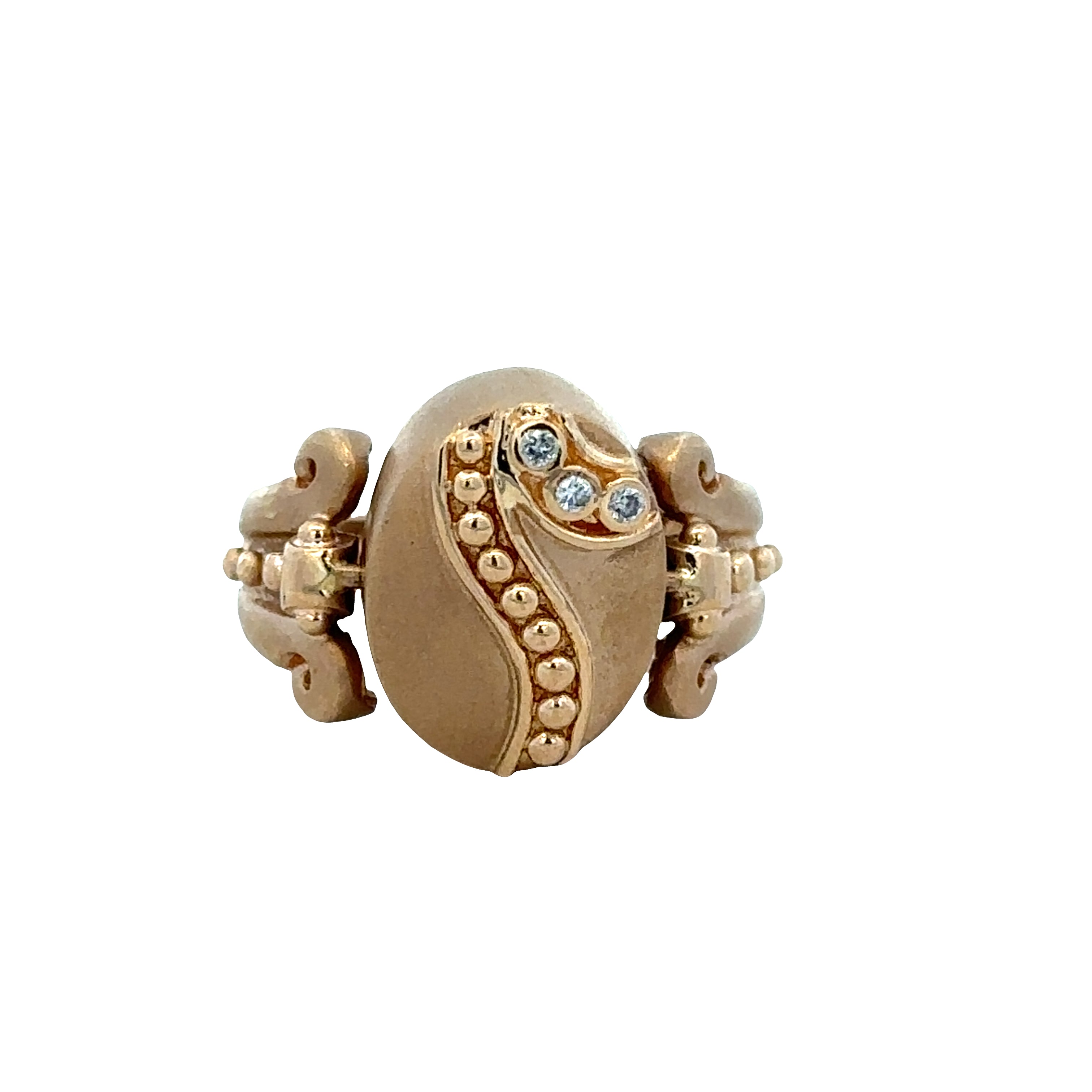 Vintage 14k Yellow Gold Diamond & Intaglio Flip Ring – Size 5.75