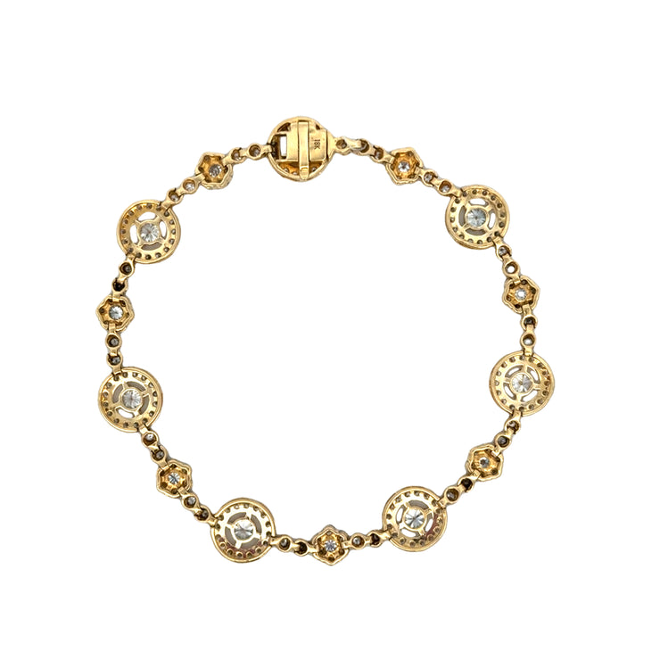 Circular Diamond Link Bracelet in 18k Yellow Gold