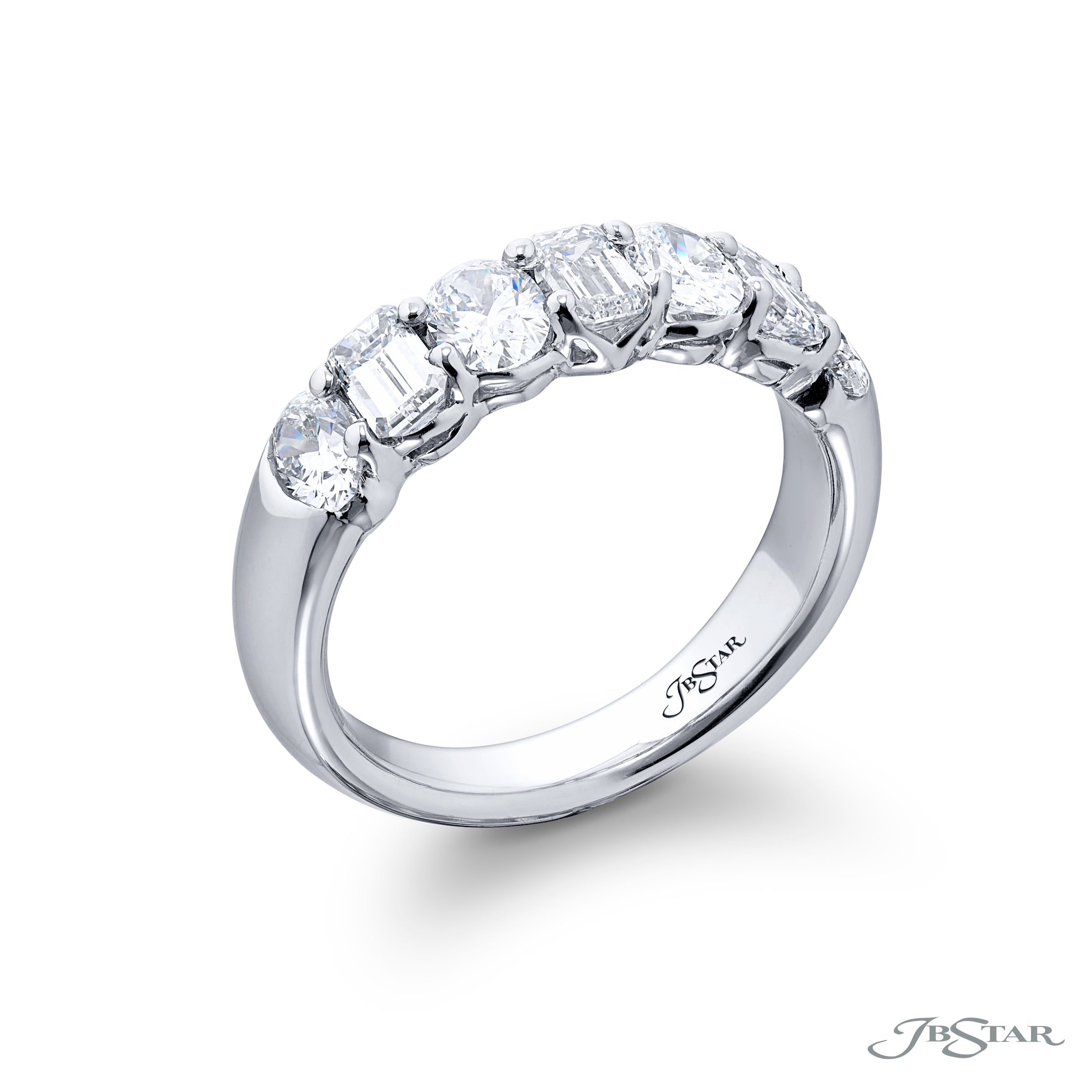 Statement Platinum Band with Oval and Emerald Cut Diamonds – 2.00 Carats