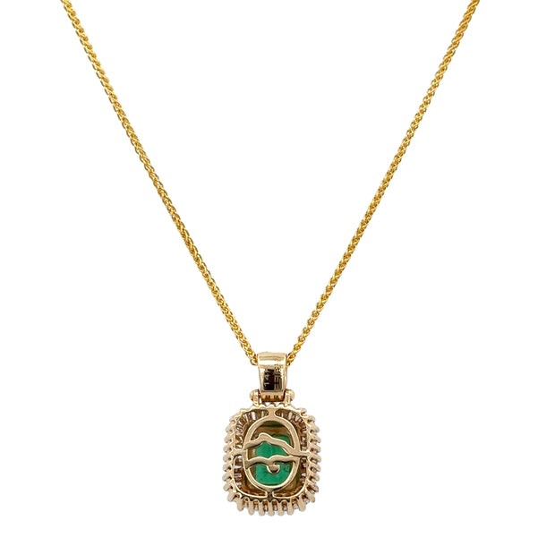 Effy Emerald and Baguette Cut Diamond Pendant in Yellow Gold