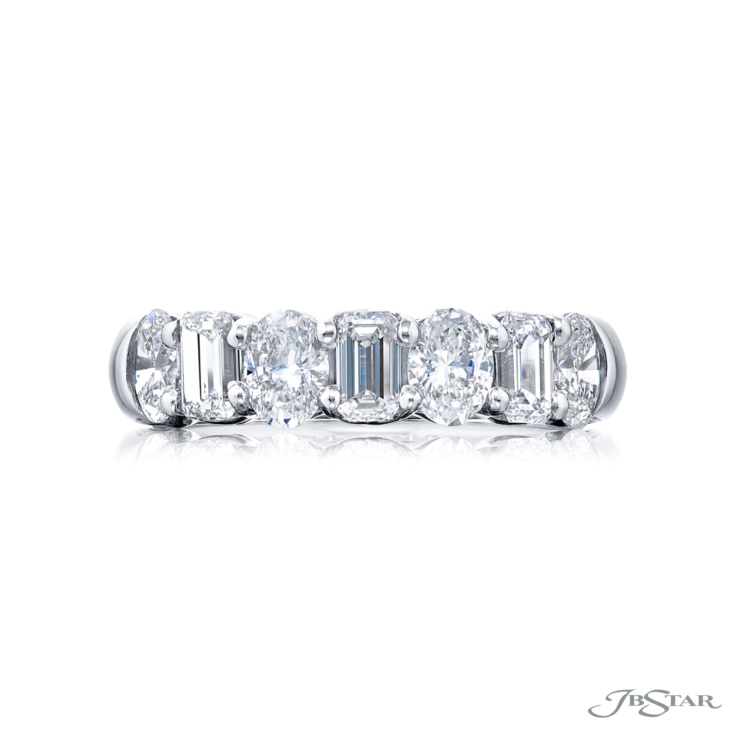 Statement Platinum Band with Oval and Emerald Cut Diamonds – 2.00 Carats