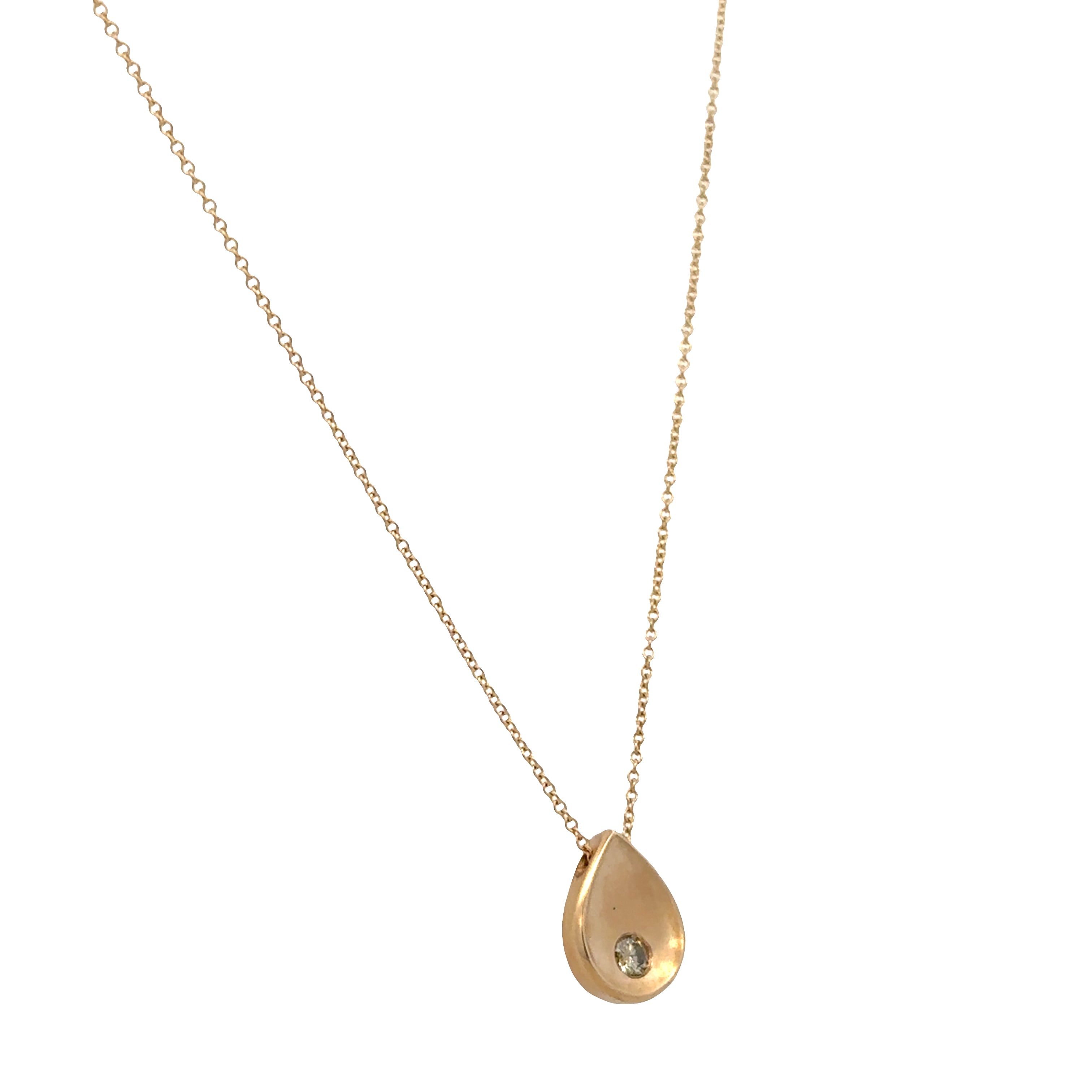 14k Yellow Gold Fancy Light Yellow Diamond Teardrop Slide Pendant Necklace – 18"