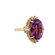 Amethyst and Diamond Ring in Yellow Gold