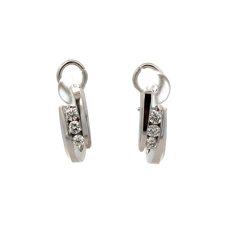 Diamond Huggie Earrings in White Gold