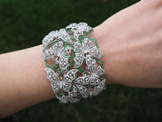 Spectacular Diamond, Tsavorite Garnet, and Ruby Butterfly Cuff Bracelet in White Gold