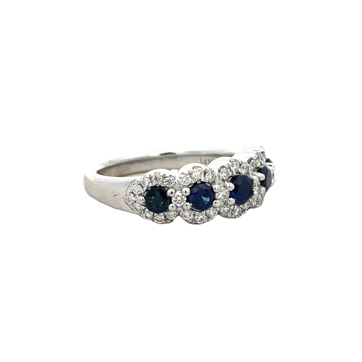 Pre-owned Vera Wang Sapphire and Diamond Band in 14k White Gold