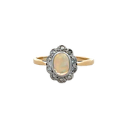 Vintage Opal and Diamond Ring in 18k Gold