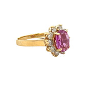 Pink Sapphire and Diamond Ring in 18k Yellow Gold