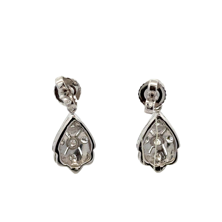 Vintage Diamond Drop Earrings in White Gold