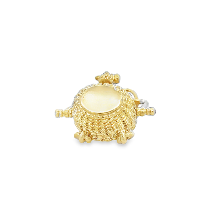 Vintage Diamond Opening Basket Charm in 18k Yellow Gold